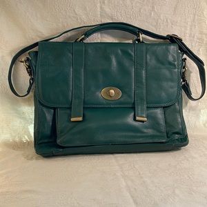 Beautiful Bottle Green Condura Leather Satchel Computer Bag